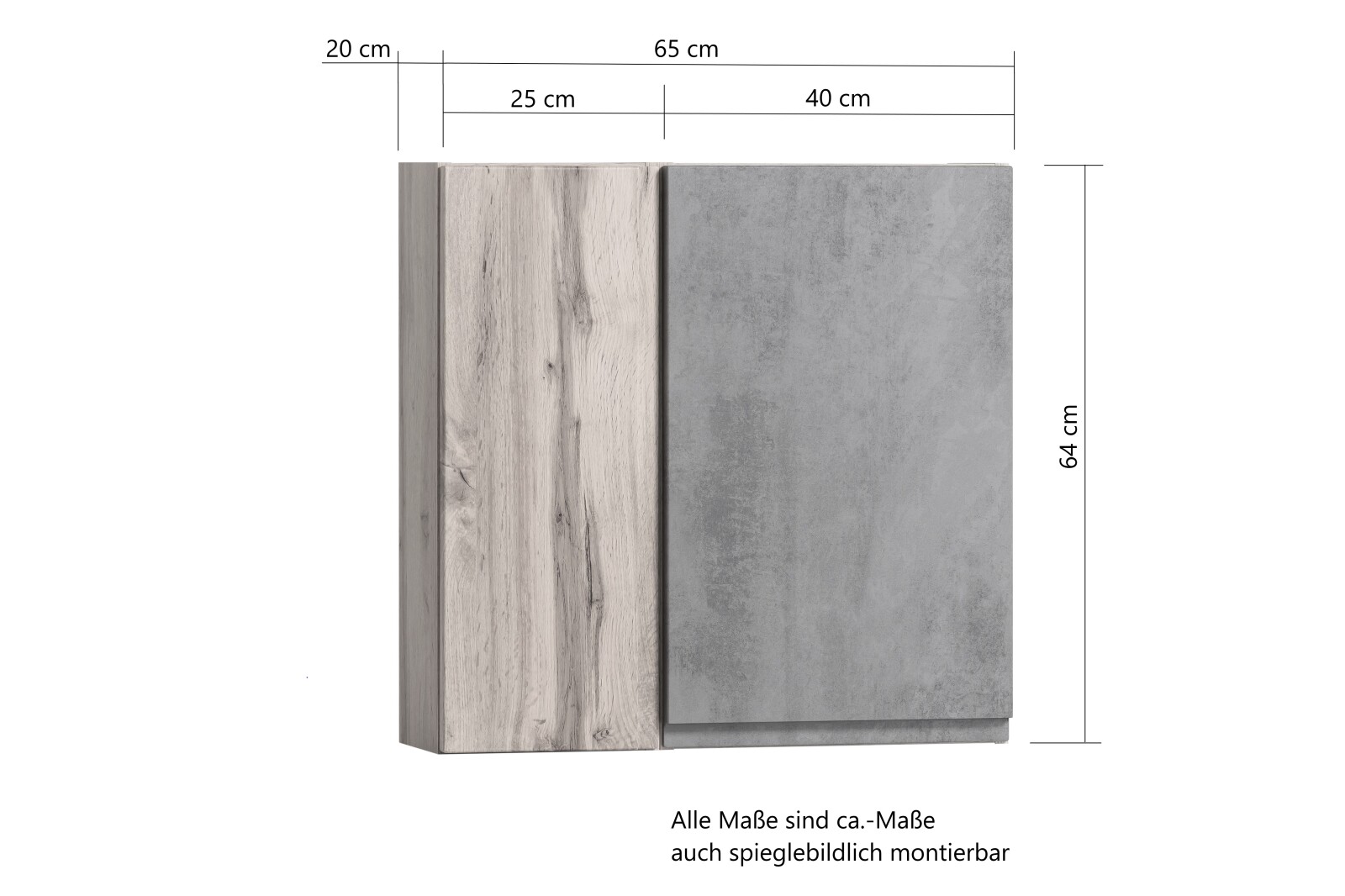 Hängeschrank - Wotaneiche - Oxid Beton - 65 cm