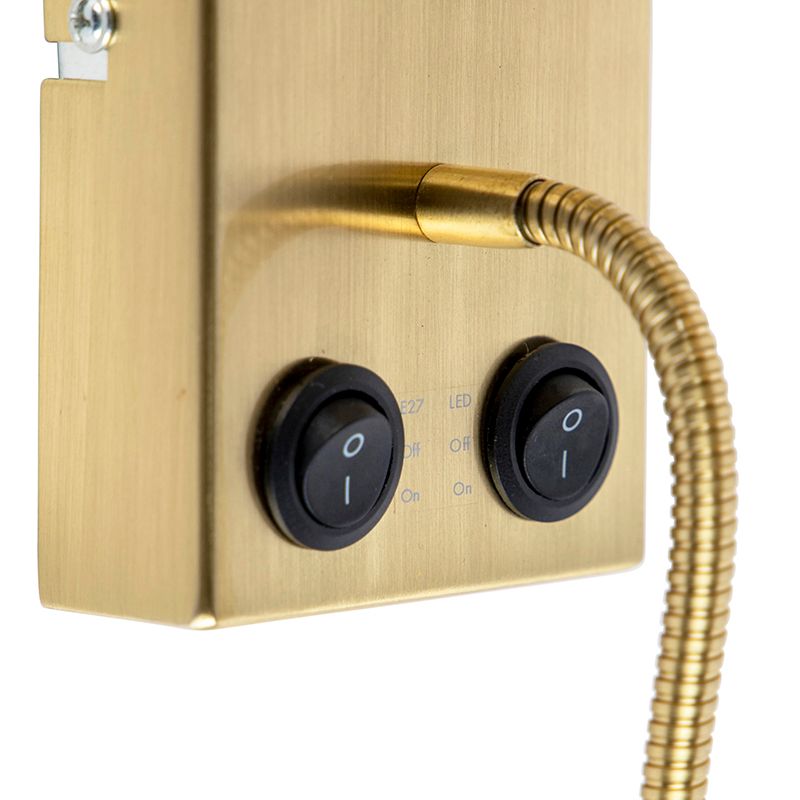 Art Deco wandlamp goud met katoenen zwarte kap - Stacca