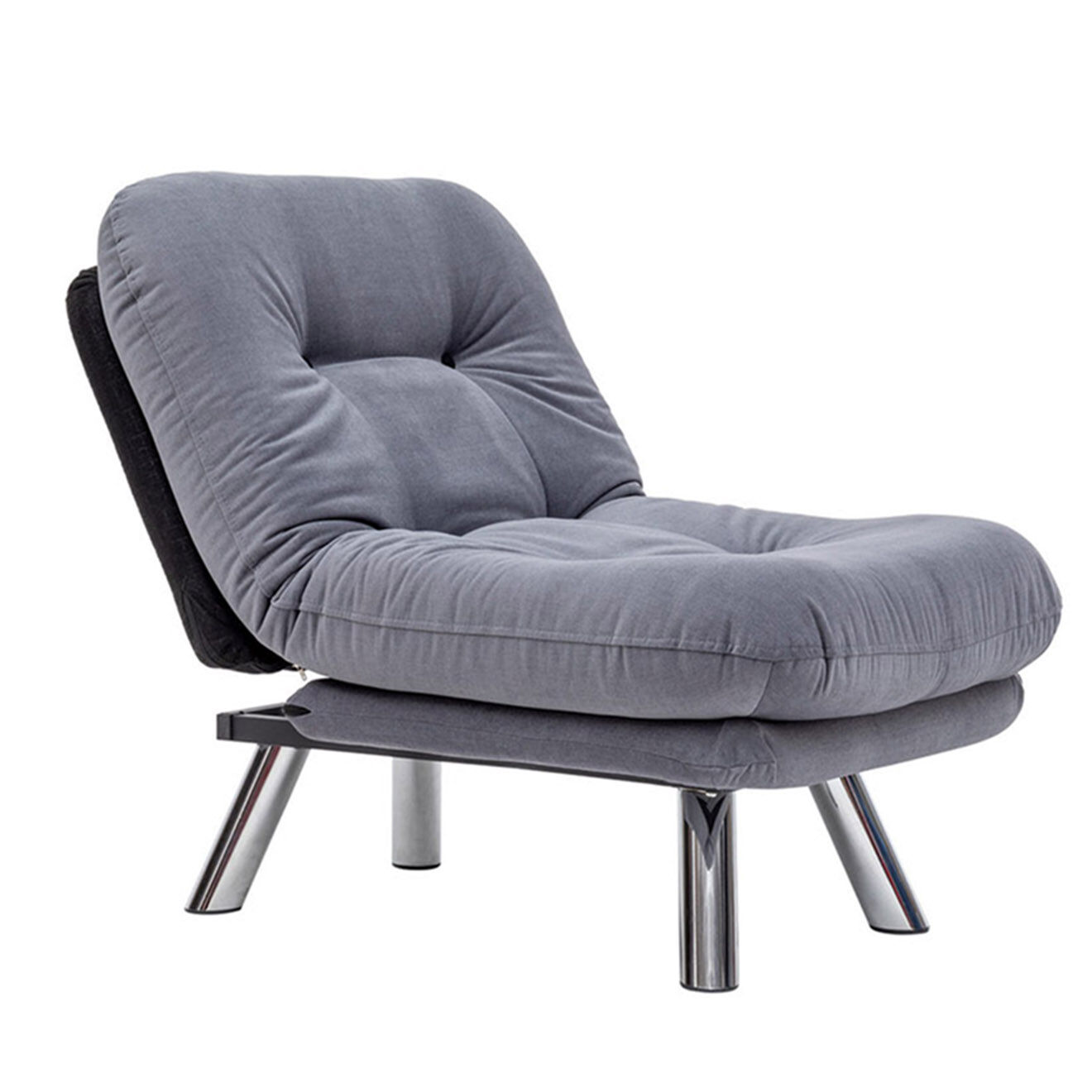 Homitis Fauteuil convertible pouf Misa gris - 120x68x26 cm