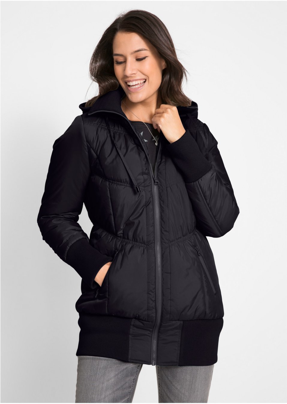 Veste matelassée à empiècement confortable et capuche