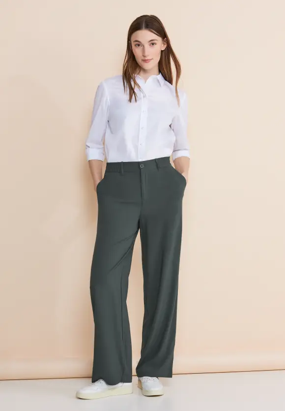 Loose Fit Viskosehose - marshy green