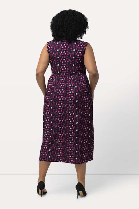 Jerseykleid, Punkte, A-Linie, V-Ausschnitt, ärmellos