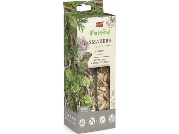 Vita Herbal Smakers tre for chinchillaer og degus 90g, 5 stk display