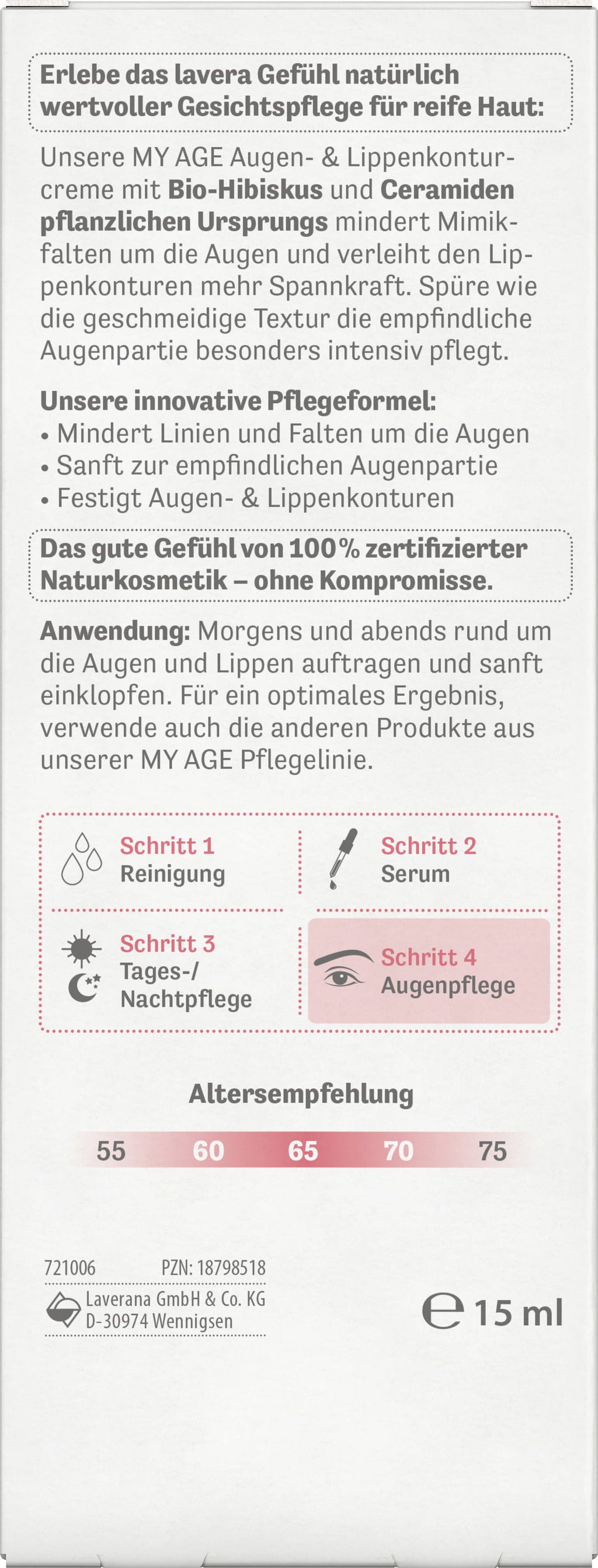 lavera  My Age Augen- & Lippenkonturcreme, 15 ml