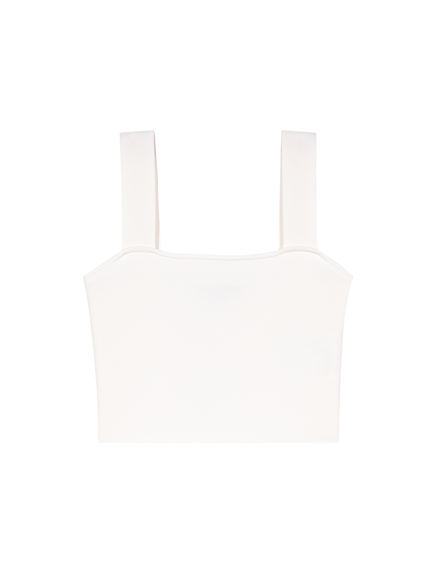 Crop top en maille droit à col carré | Beige