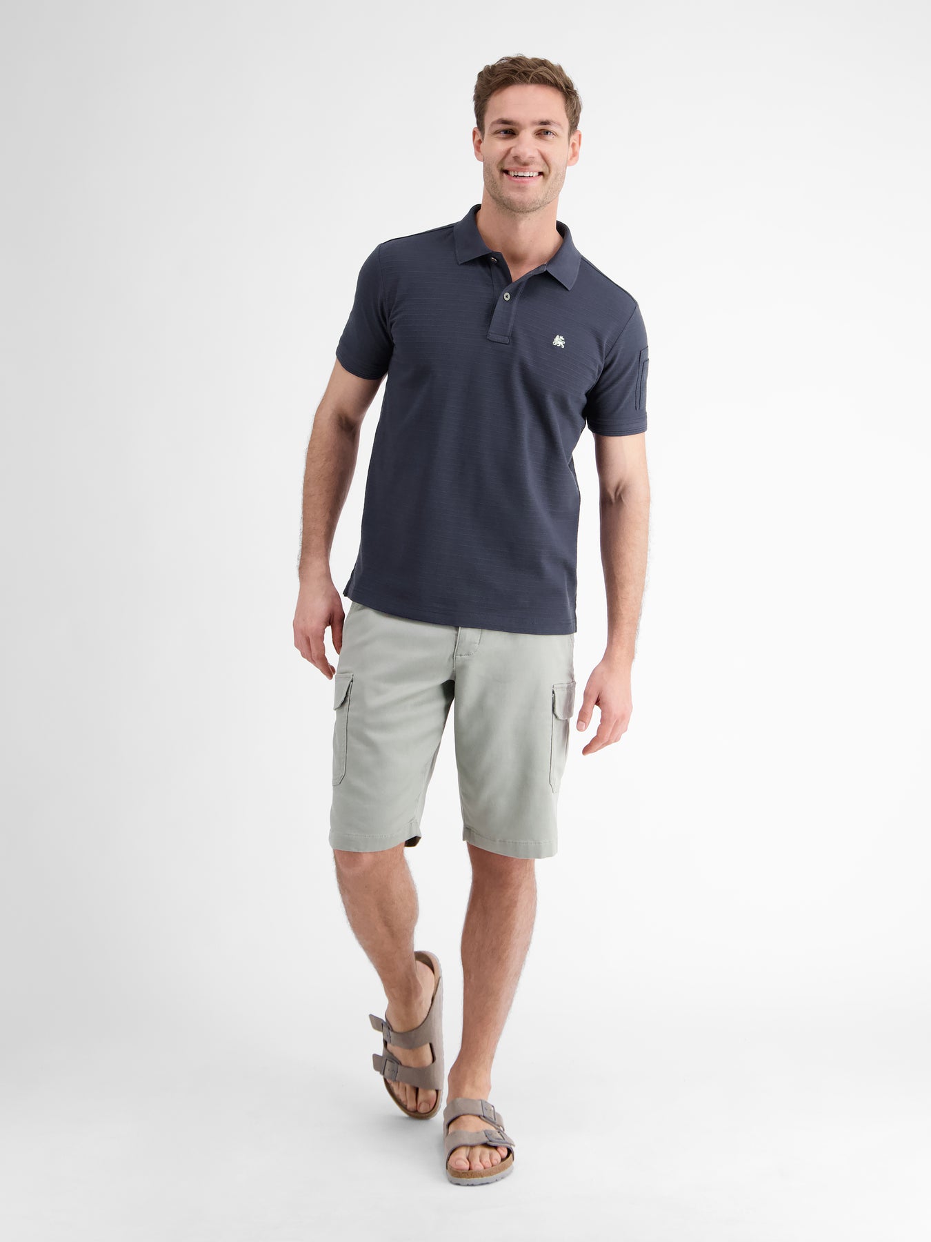 Herren Poloshirt, tonal gestreift