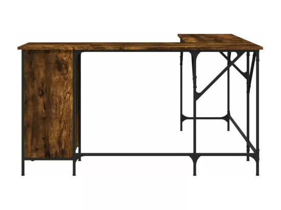 Bureau chêne fumé 141x141x75 cm bois d'ingénierie