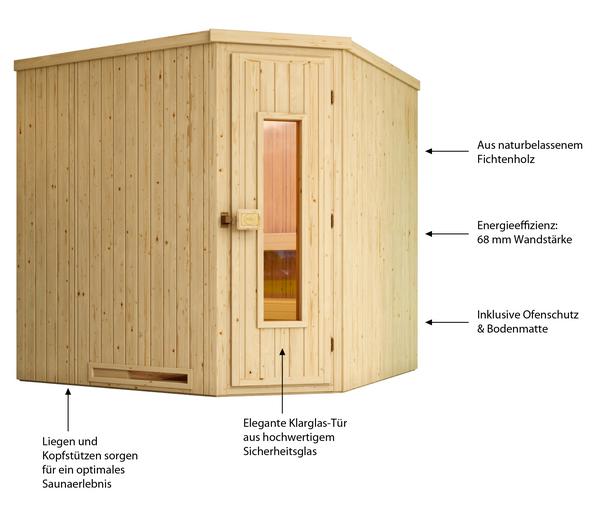 Weka Ecksauna Varberg mit Holztür, ca.