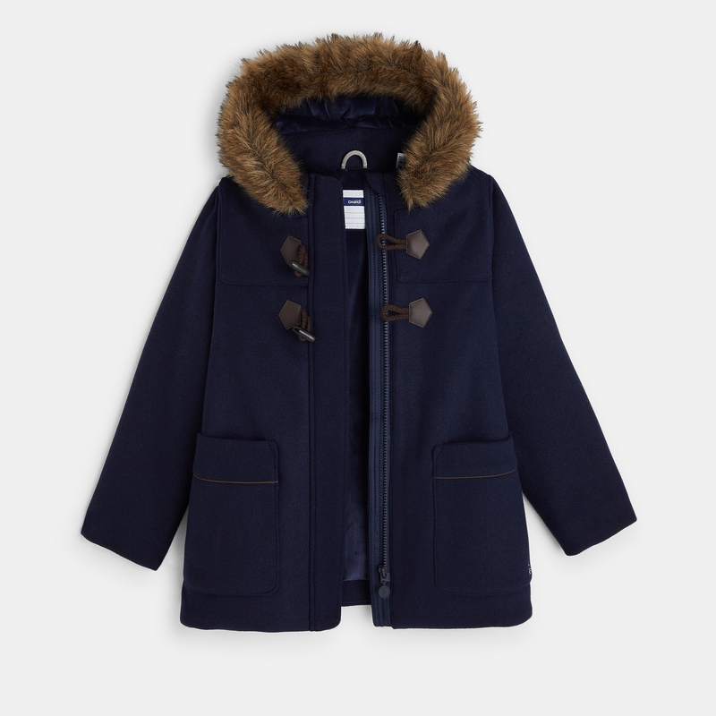 Manteau de ville caban à capuche bleu fille
