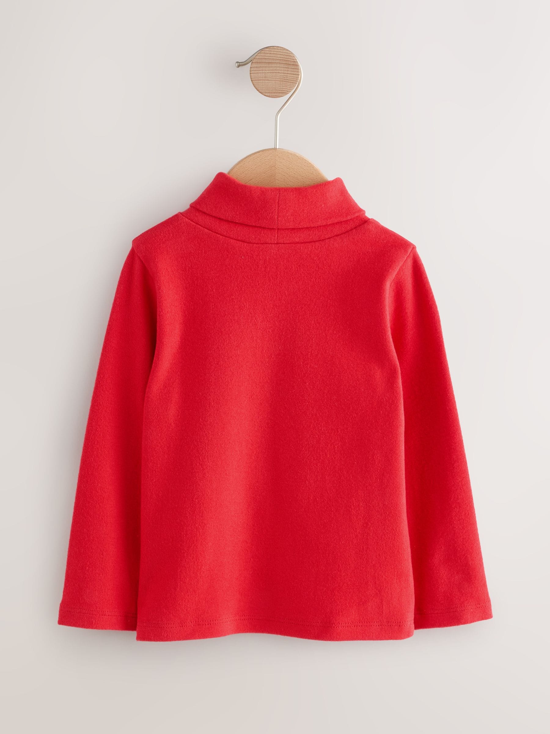 Rood - Top met lange mouwen en rolkraag (3mnd -7jr)