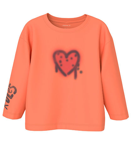 Name It Bluse - NmfNoa - Fusion Coral m. Herz