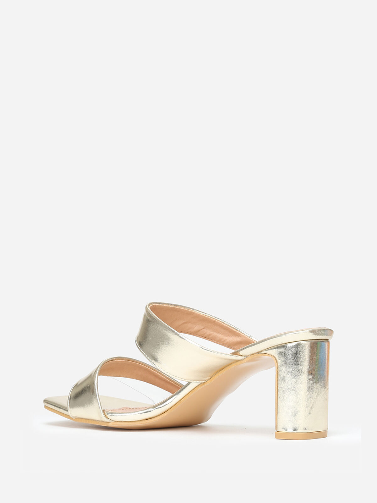 Mules à brides et transparentes grandes tailles- Doré