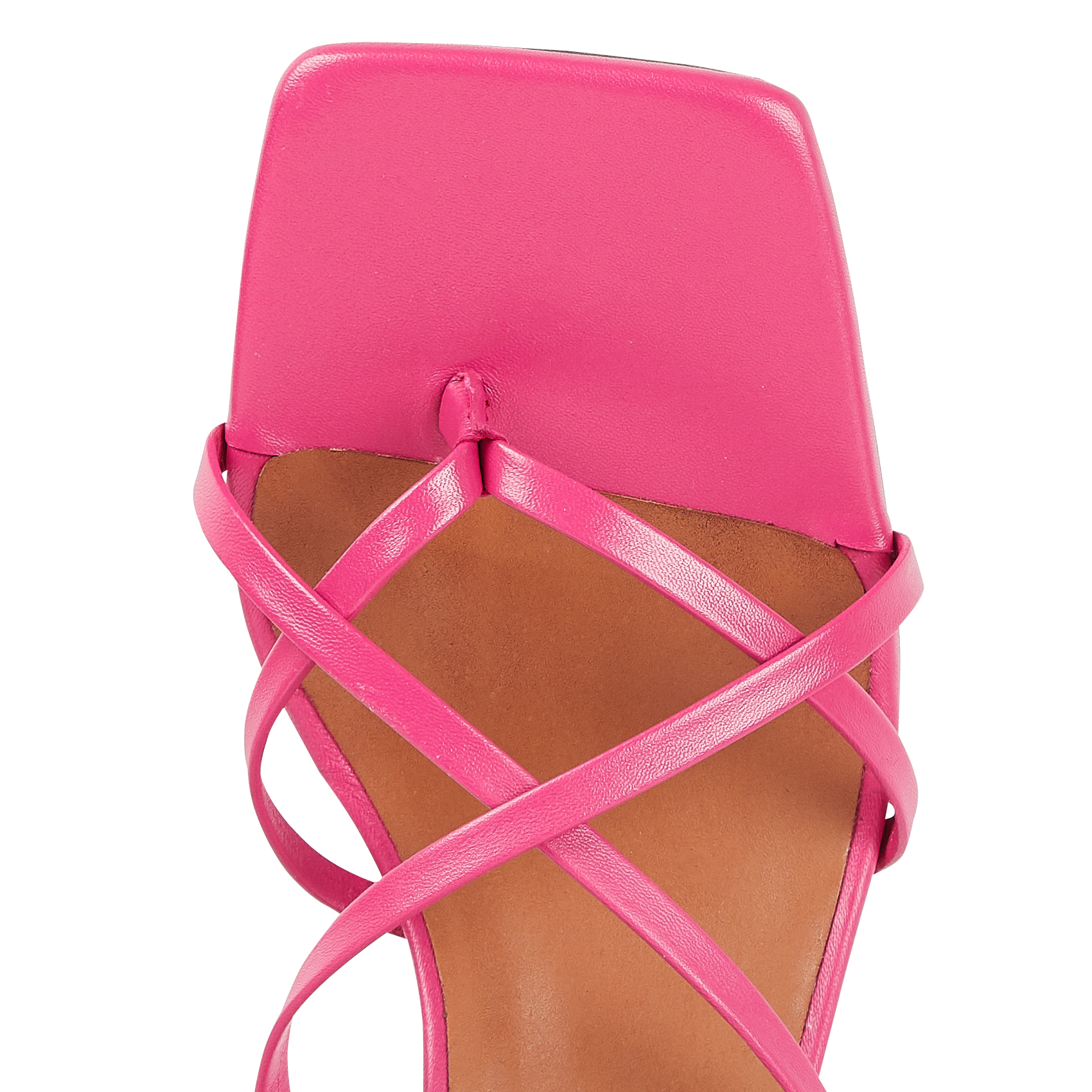Sandales à talon en cuir| Rose