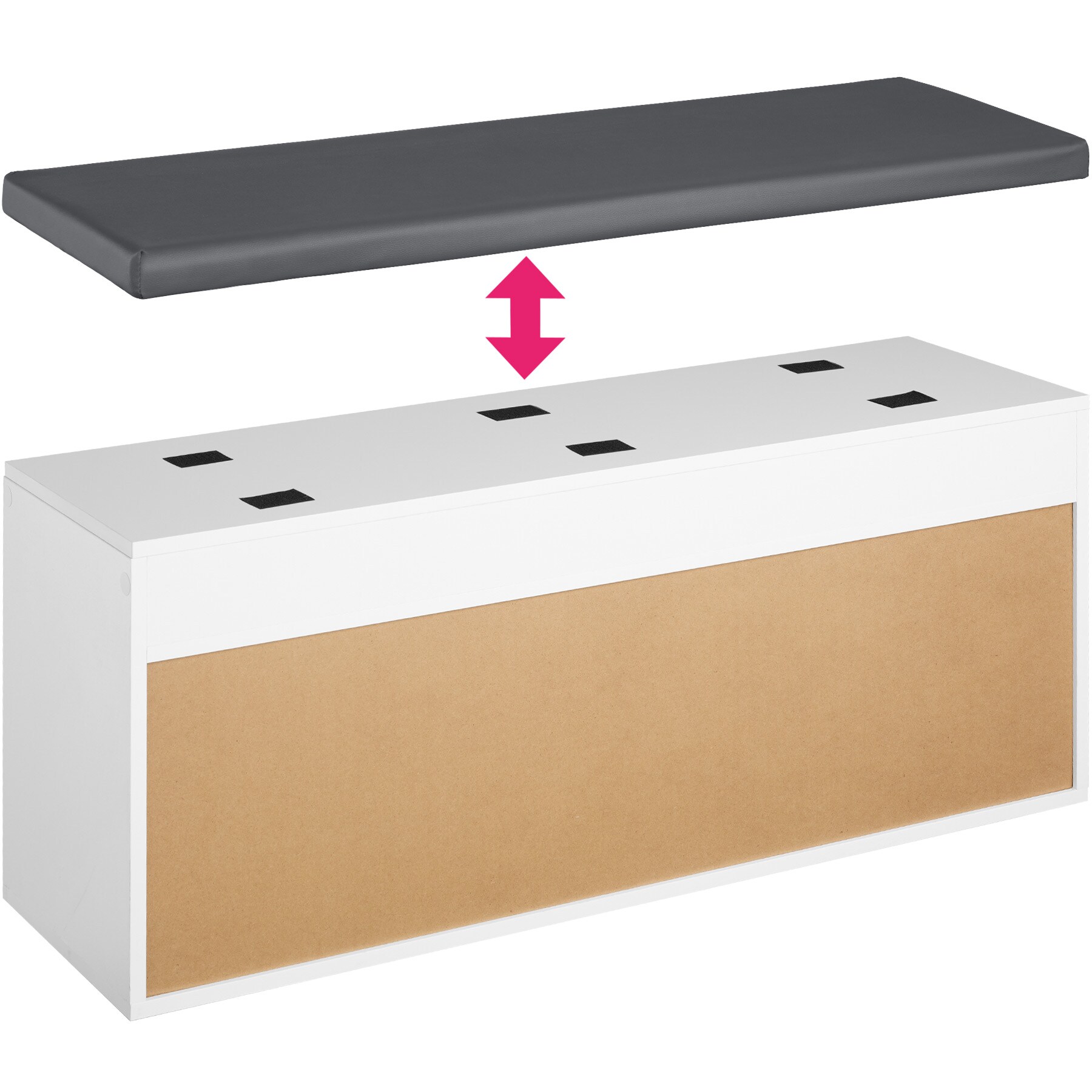 tectake® Schuhbank, für 9 Paar Schuhe, großes Klappfach, 104 x 30 x 49 cm