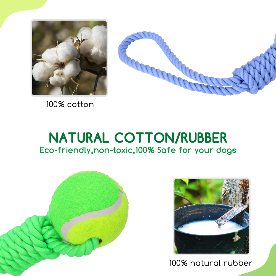 Nobleza - Corda de brinquedo para cães, 100% algodão, benéfica para a saúde mental, saúde dental e limpeza dos dentes do seu cão, 38 cm