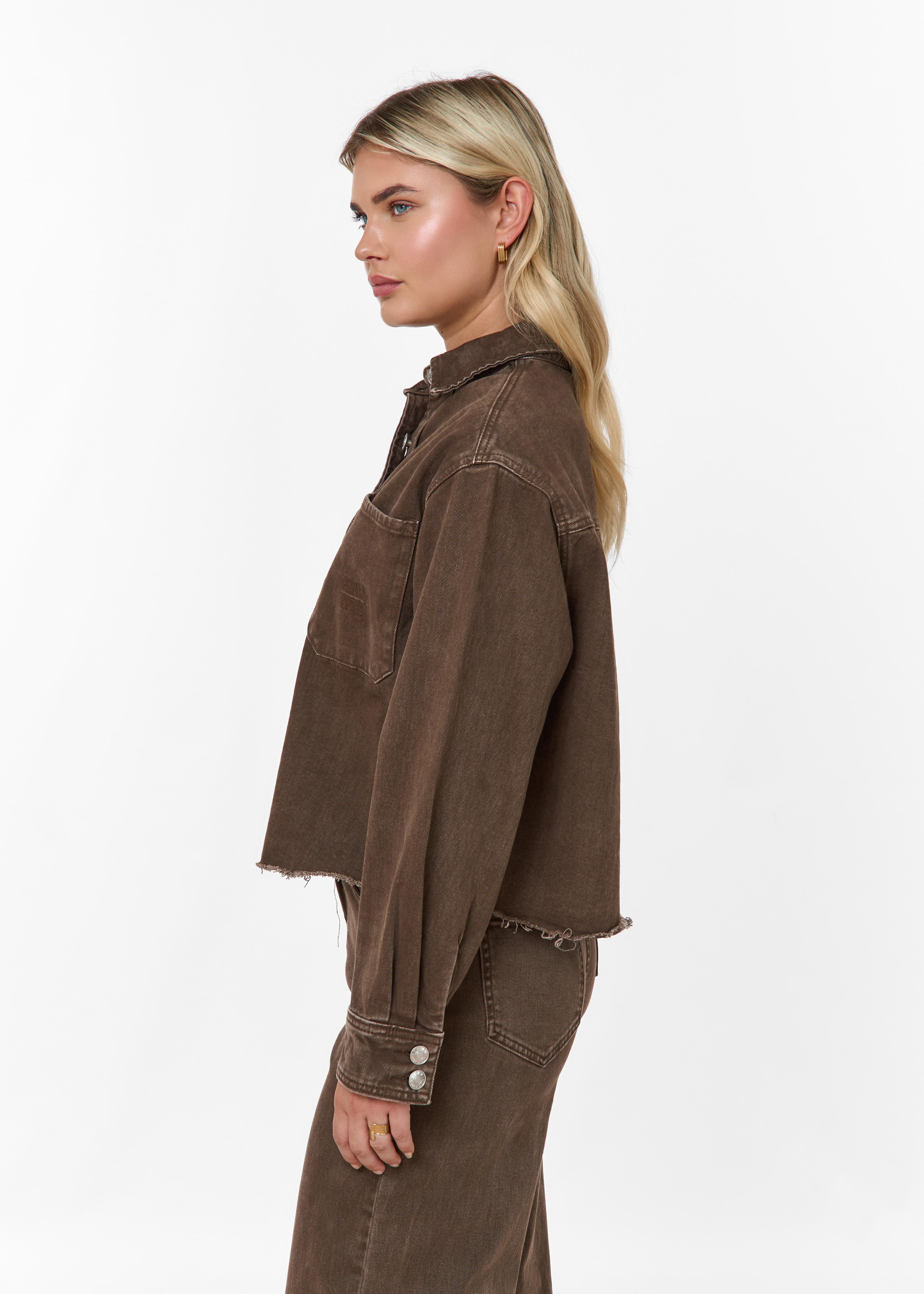 Denim blouse choco bruin