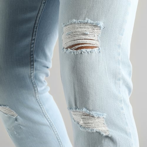 Jean Regular Fit Avec Destroy 2676 Bleu Denim Wash