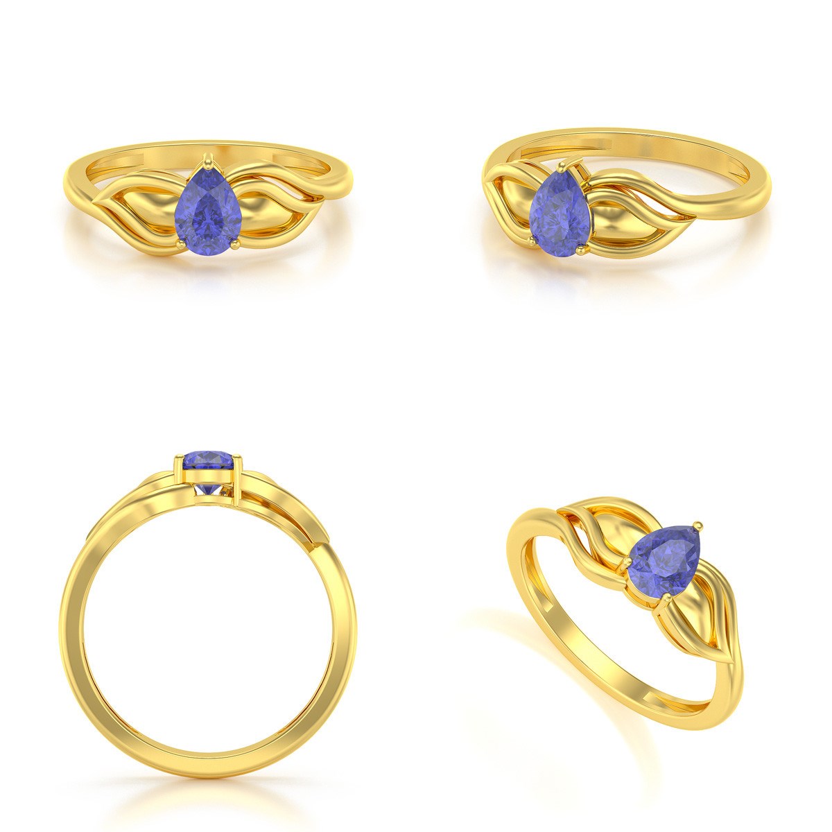 Bague ADEN Solitaire Or 585 Jaune Tanzanite 1.92grs