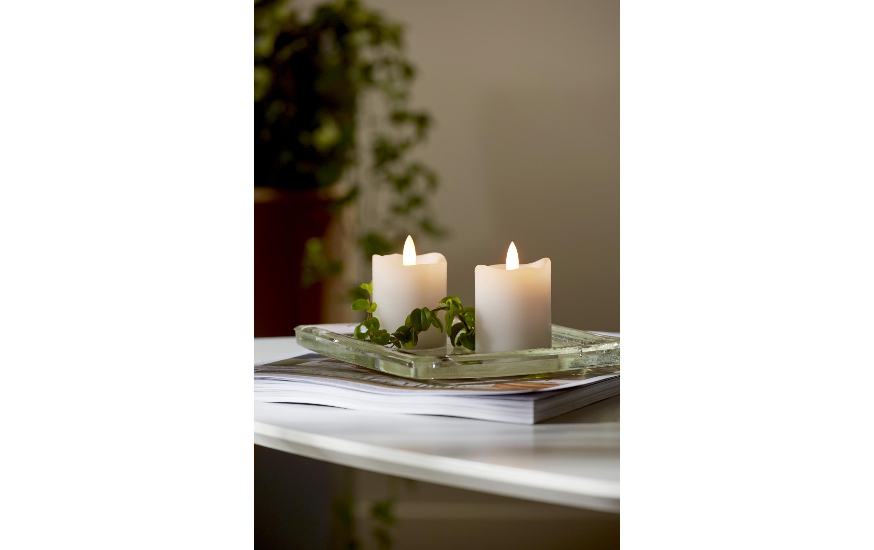 LED-Kerzen Set Pillar Ø 5 x 7.5 cm, Weiss, 2 StkKerze aus Echtwachs mit LED Leuchte, 2er Set