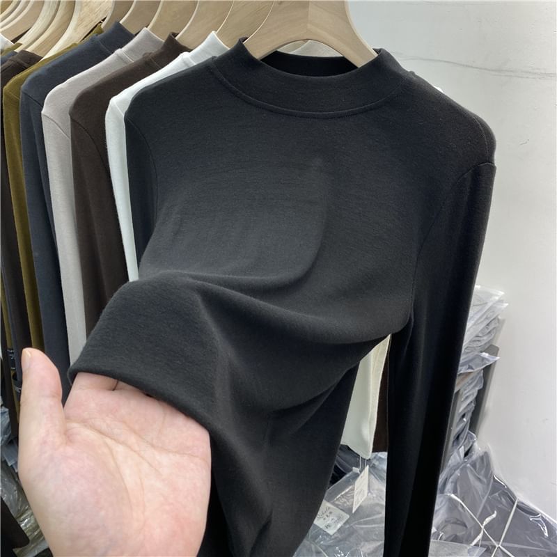 Sancus - T-shirt met lange mouwen en mockneck, effen