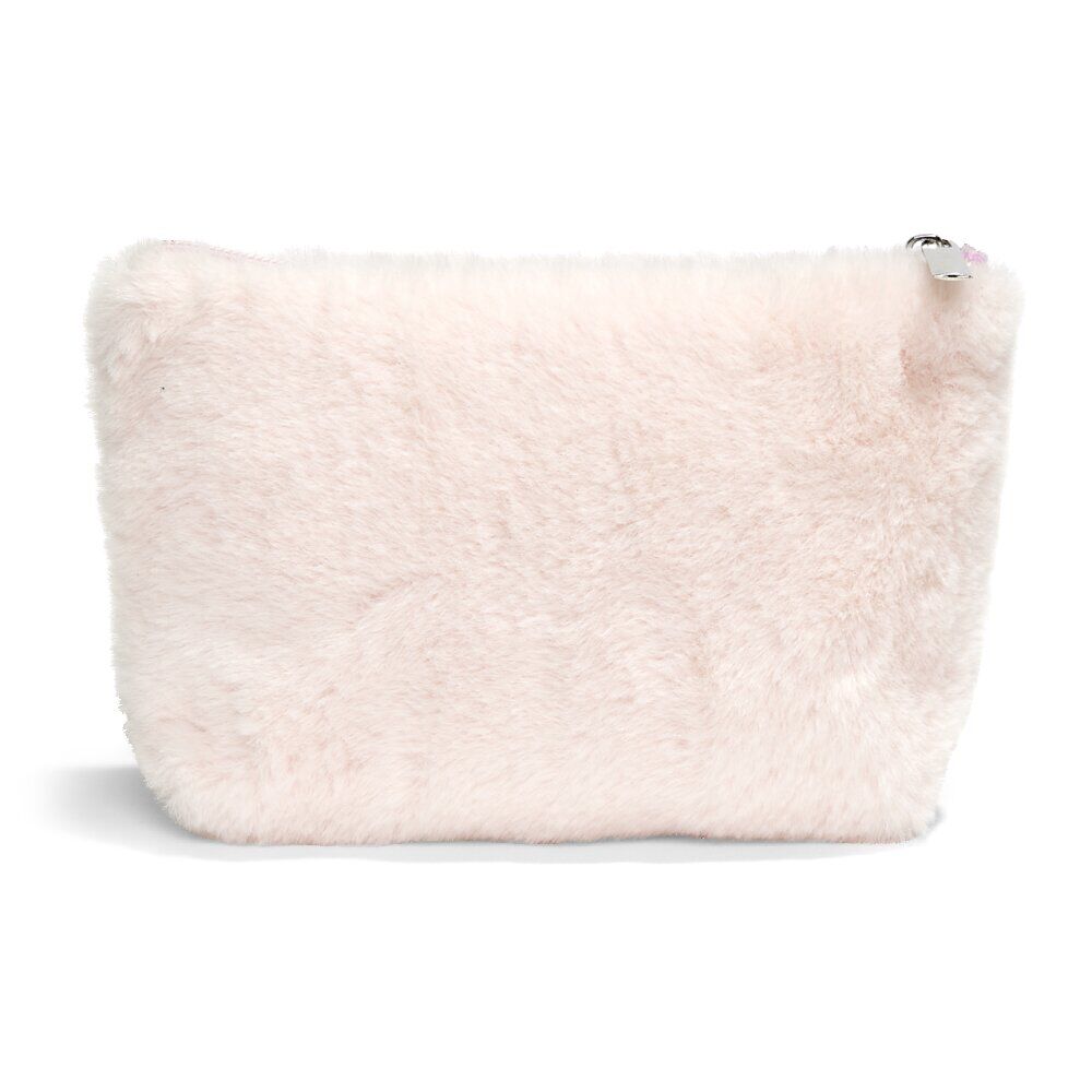 Trousse à maquillage toucher doux 14x20cm - 2 modèles rose ou gris