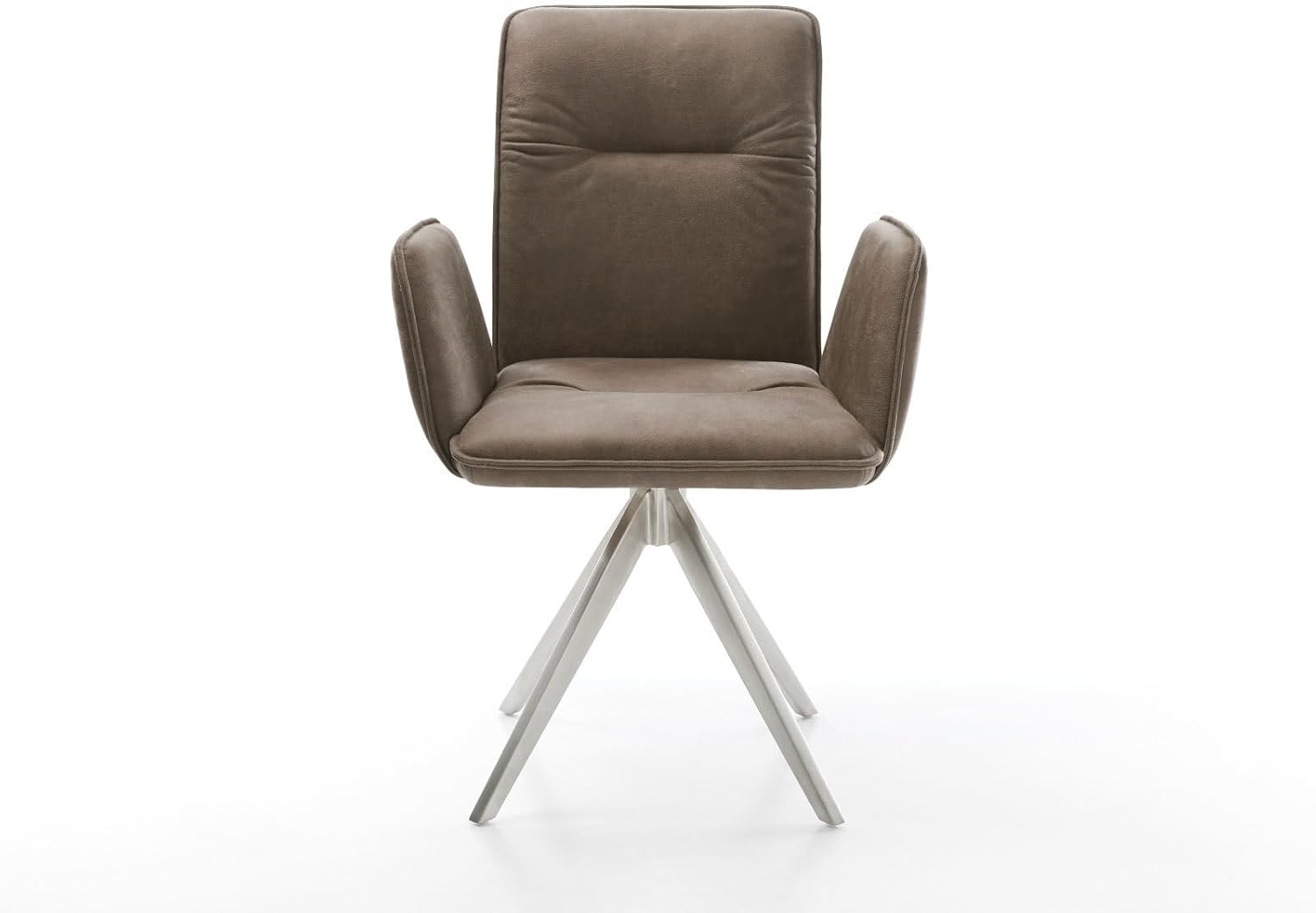 DELIFE Polsterstuhl Vinja-Flex Kreuzgestell kantig Edelstahl Mikrofaser Taupe Vintage