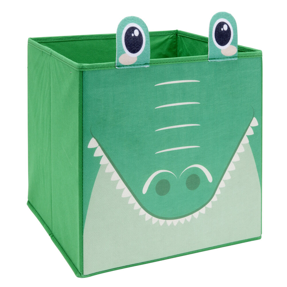 Panière de rangement carrée enfant crocodile 31x31xH31cm