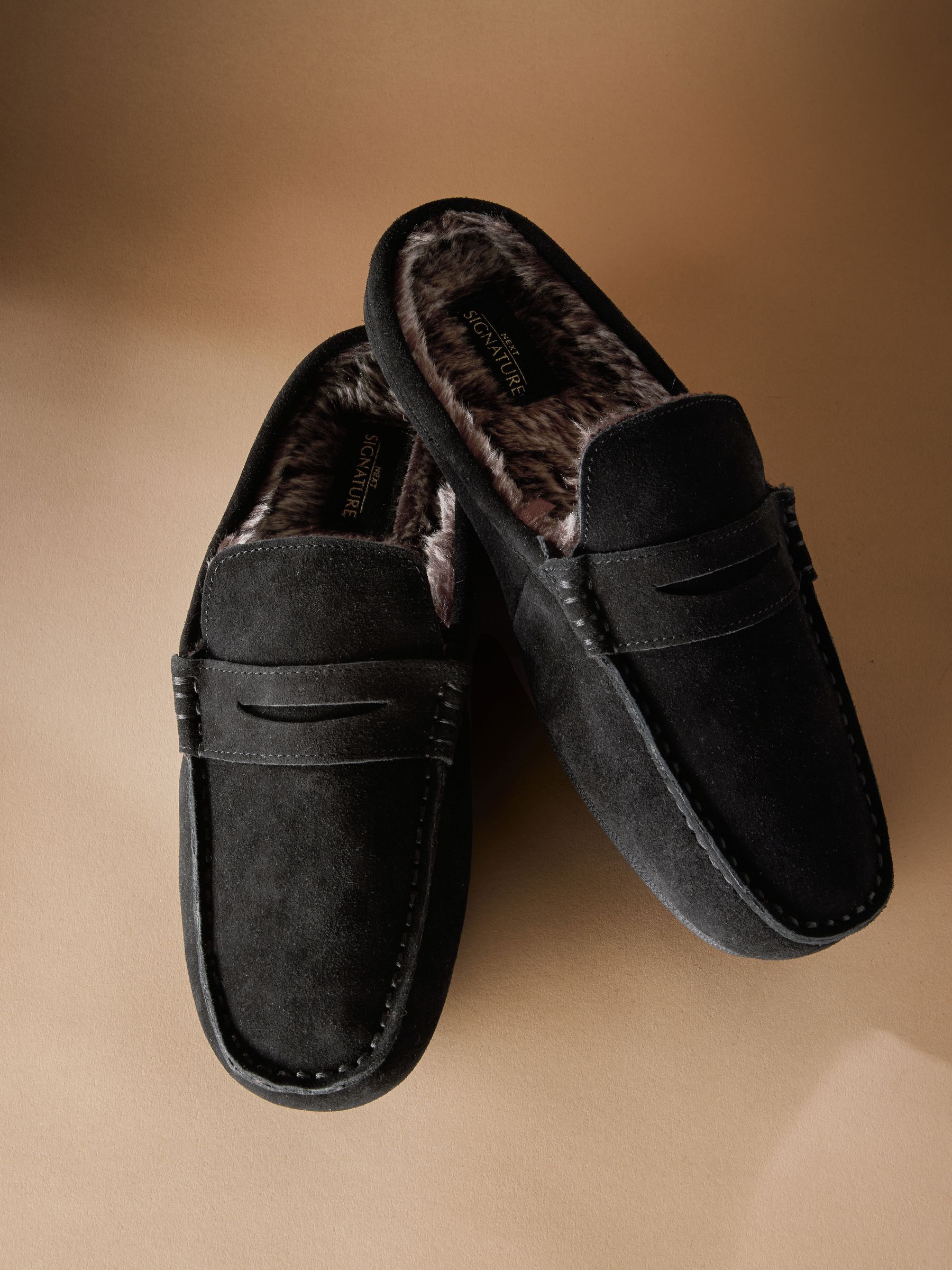Zwart - Signature Faux Fur Lined Moccasin Mule Slippers