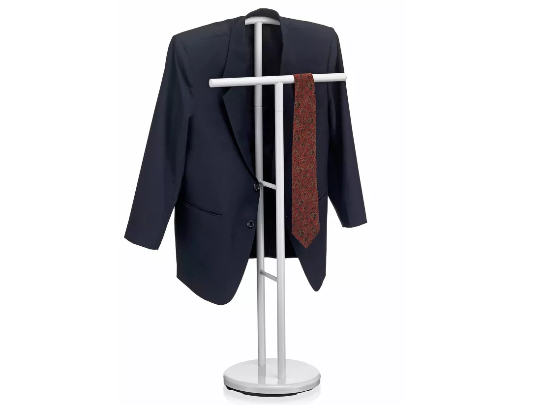 Valet de chambre LAURENZ valet de nuit porte vêtements support veste en métal laqué blanc