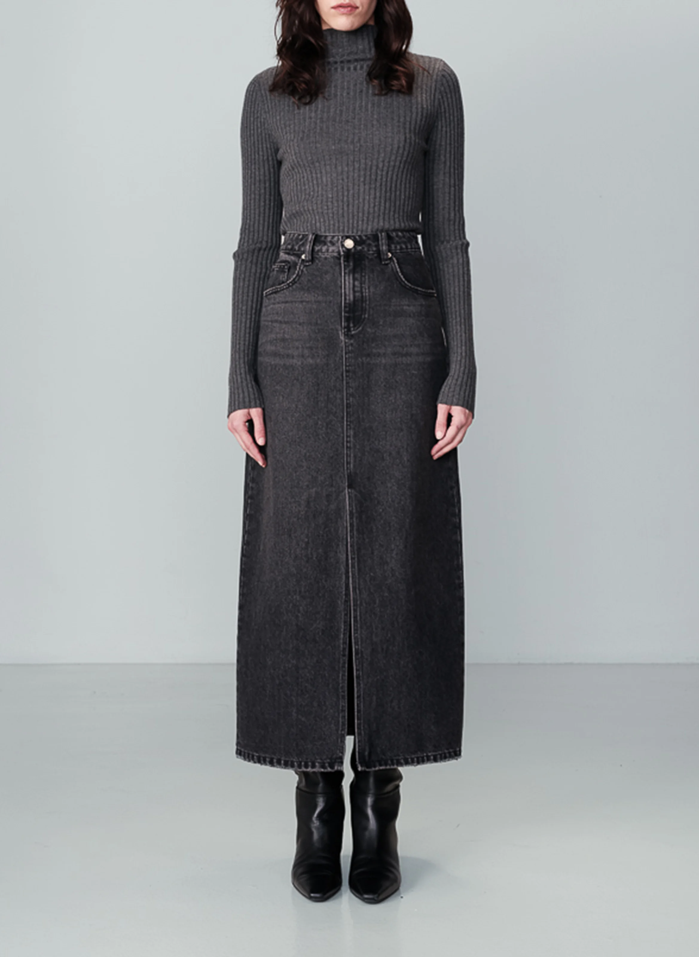 NEXT - Jupe longue en jean | Noir