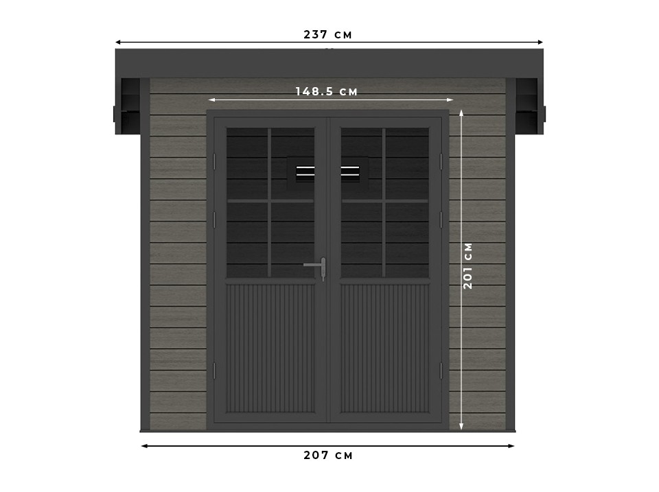 Abri de jardin composite sintra - 4m² - gris - epaisseur des murs : 28 mm - bois composite co-extrudé - menuiseries en aluminium