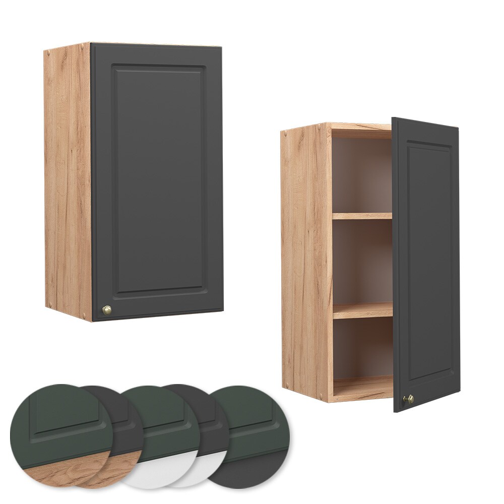 Vicco Hängeschrank Küchenschrank Küchenmöbel Fame-Line Eiche Anthrazit-Gold Landhaus 40 cm Küche Einbauküche Hängeschrank Drehtür Einlegeboden Küchenzeile