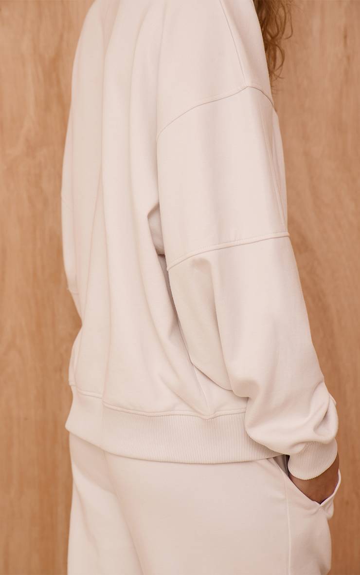 Crème Sweat-shirt Ras Du Cou En Jersey Interlock