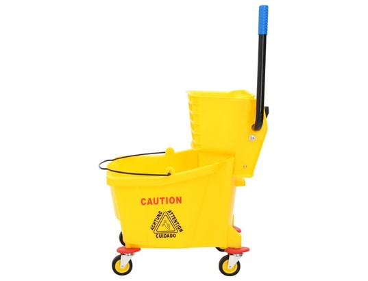 VIDAXL - Chariot de service de chambre Seau à serpillière avec essoreuse et roues jaune 36 l pp