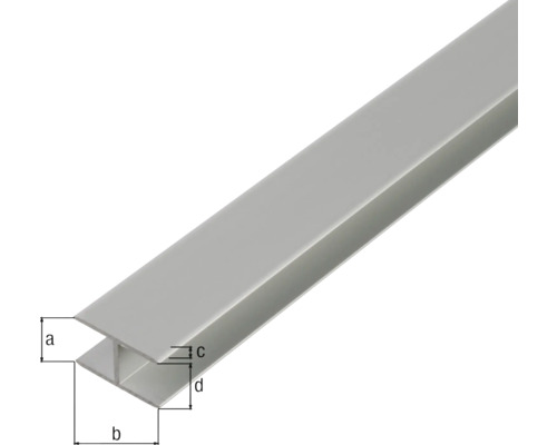 H-profiel aluminium, zilver geanodiseerd, 15,9x24x1,5 mm, 2 m