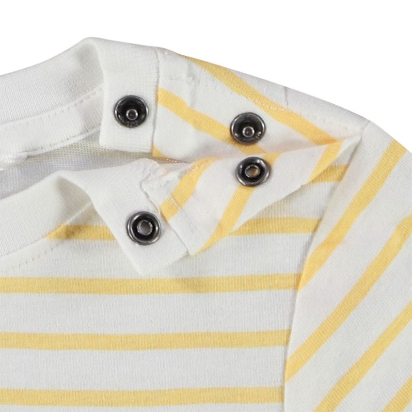 Ensemble t-shirt fantaisie à rayures + short uni pour bébé garçon - Jaune