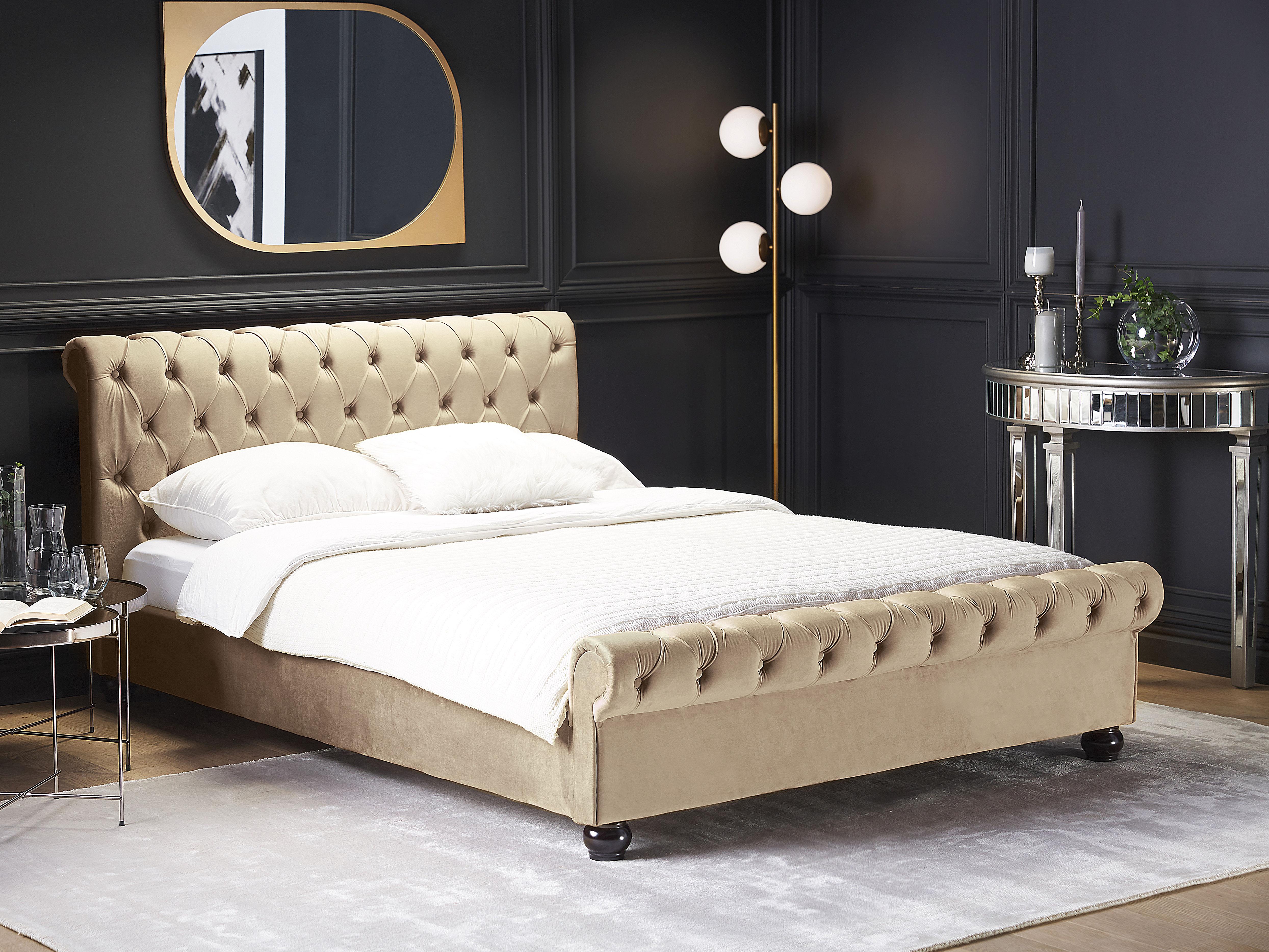 Waterbed Fluweel AVALLON 180 x 200 cm Beige