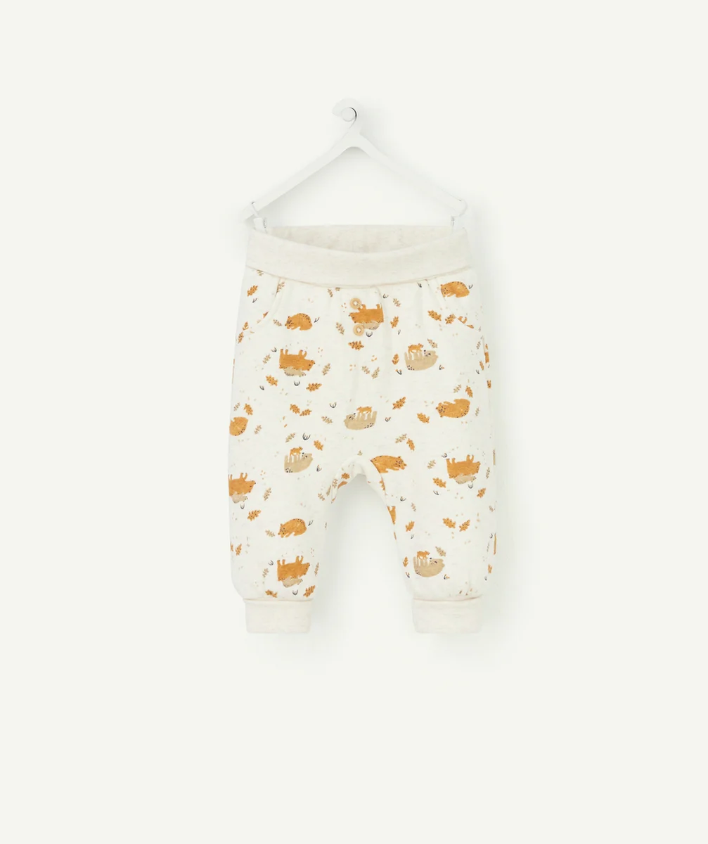 PANTALON SAROUEL ÉCRU IMPRIMÉ OURSONS BÉBÉ GARÇON