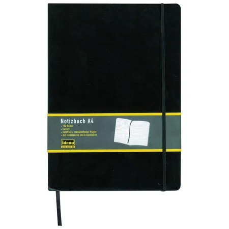 Idena Notizbuch A4, 192 Seiten, schwarz, kariert