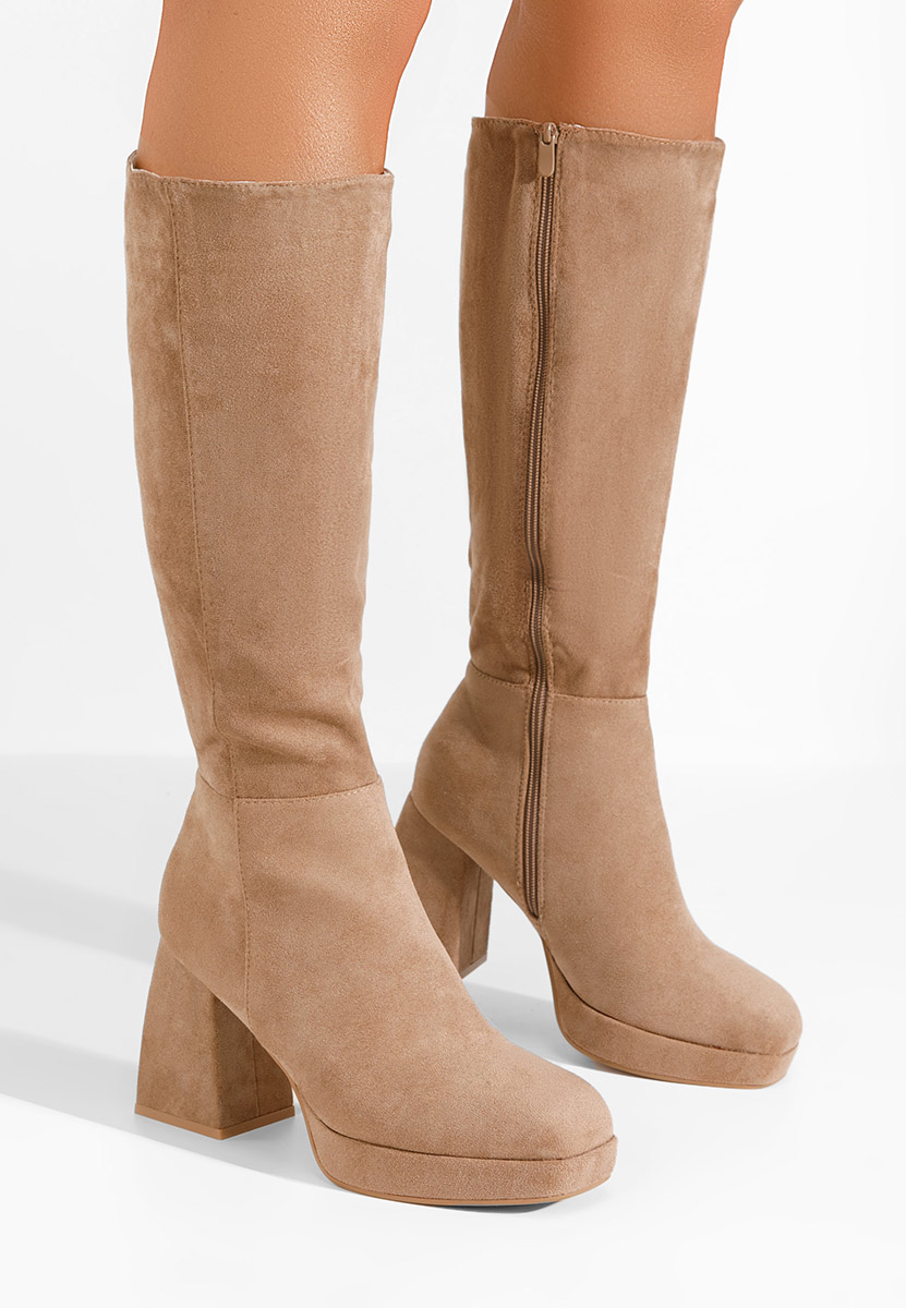 Bottes à talon carré kaki Acanora