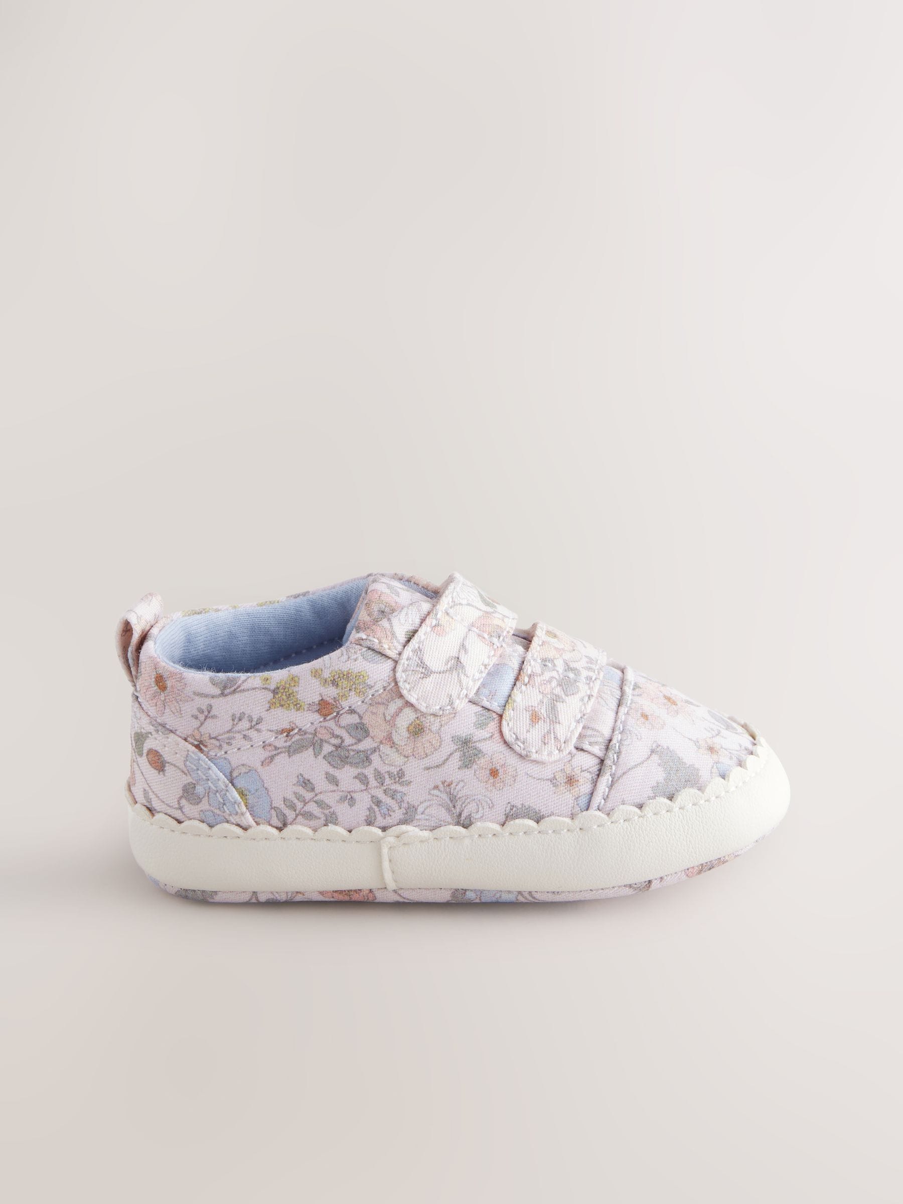 Roze bloemen - Babyschoentjes met klittenbandsluiting (0 - 24 mnd)