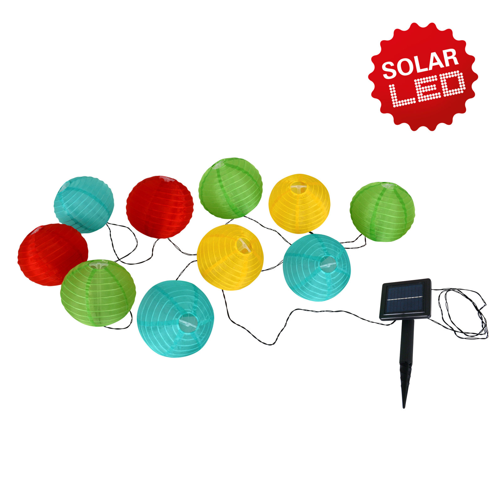 LED-Japanballon-Lichterkette - bunt - 10 Ballons
