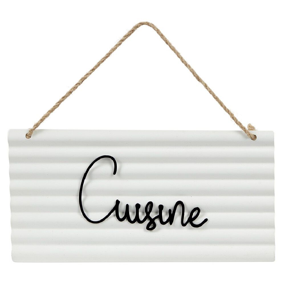 Pancarte décorative pièces de la maison en métal blanc