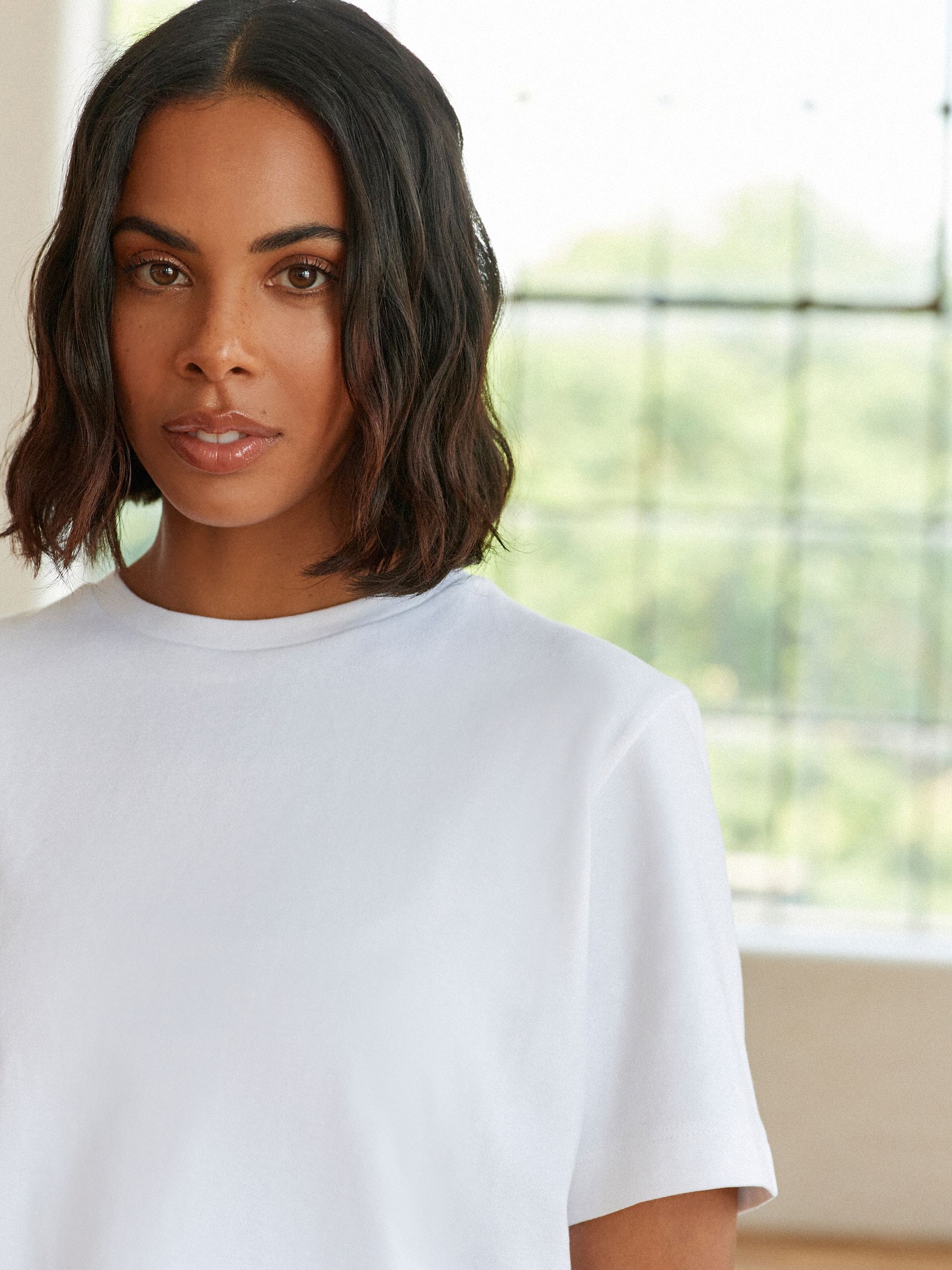 Wit - Dik T-shirt met ronde hals en korte mouwen