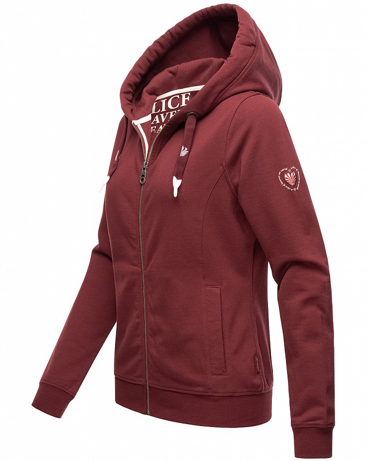 NAVAHOO Damen Kapuzensweatshirt Sportlicher Zip-Hoodie mit Dicken Tunnelzugkordeln Engelshaar