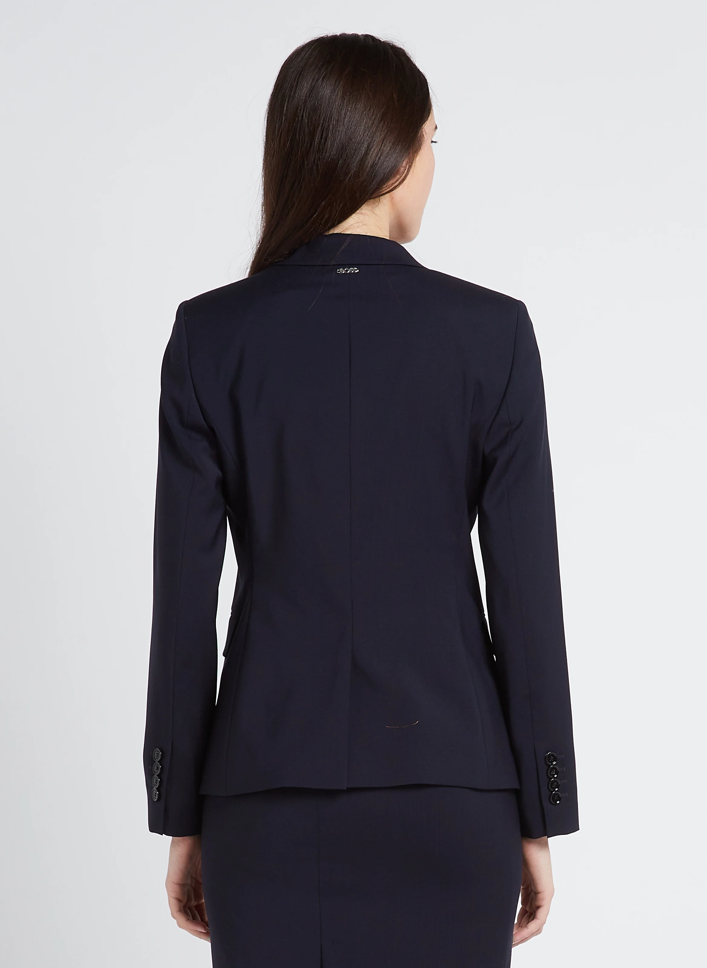 Veste tailleur droite en laine | Bleu