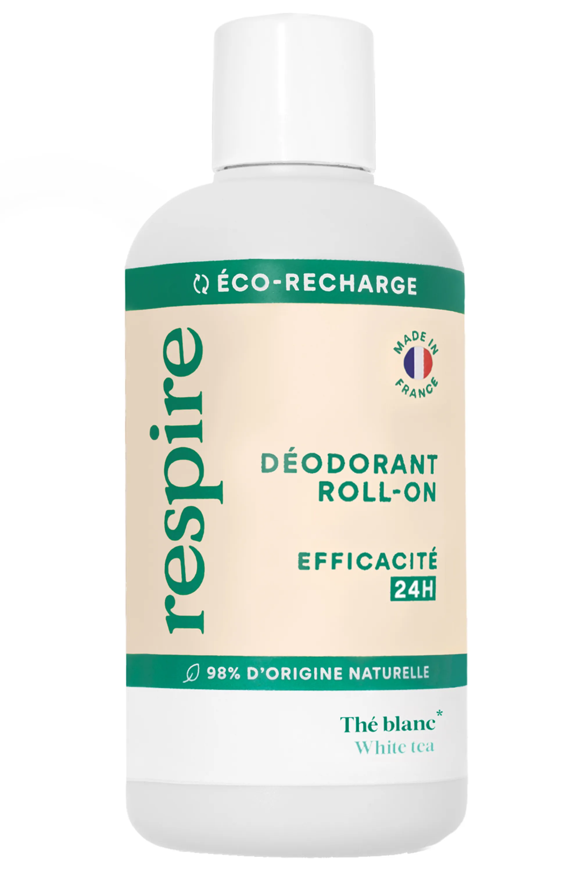 Respire Déodorant roll-on Thé blanc rechargeable-50 ml