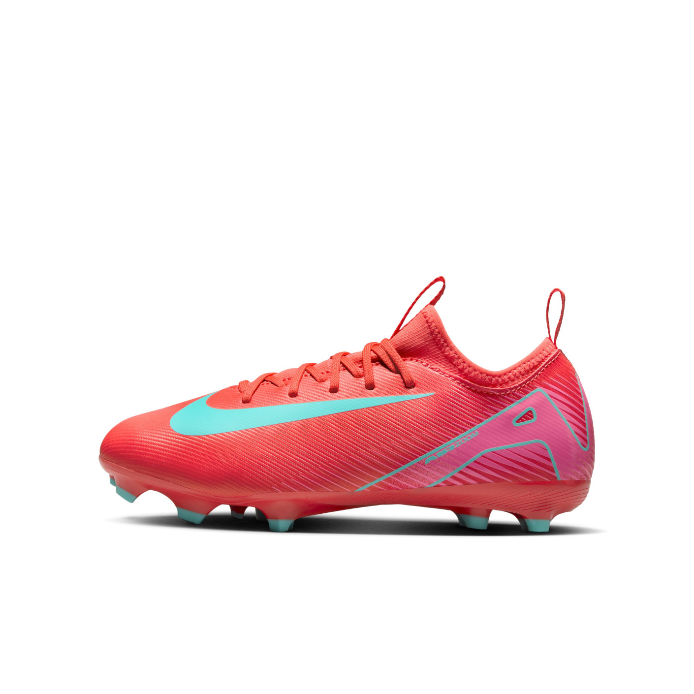 Nike Zoom Mercurial Vapor 16 Academy Gras / Kunstgras Voetbalschoenen (MG) Kids Rood Turquoise Roze