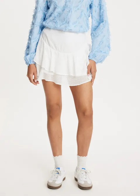 Skort met stippenpatroon off-white (WIT.O)