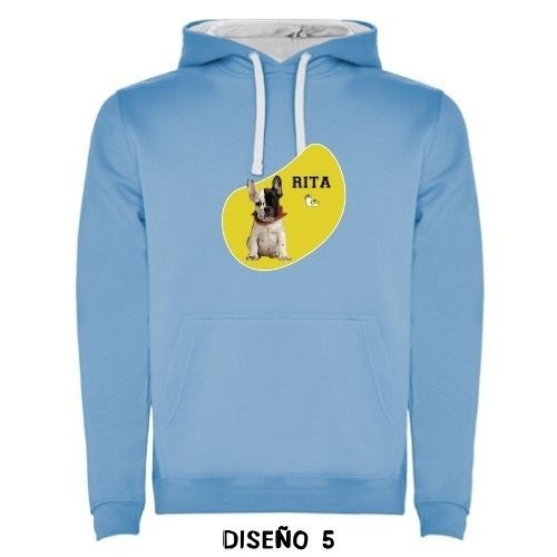 Moletom com capuz amarelo personalizável em azul claro